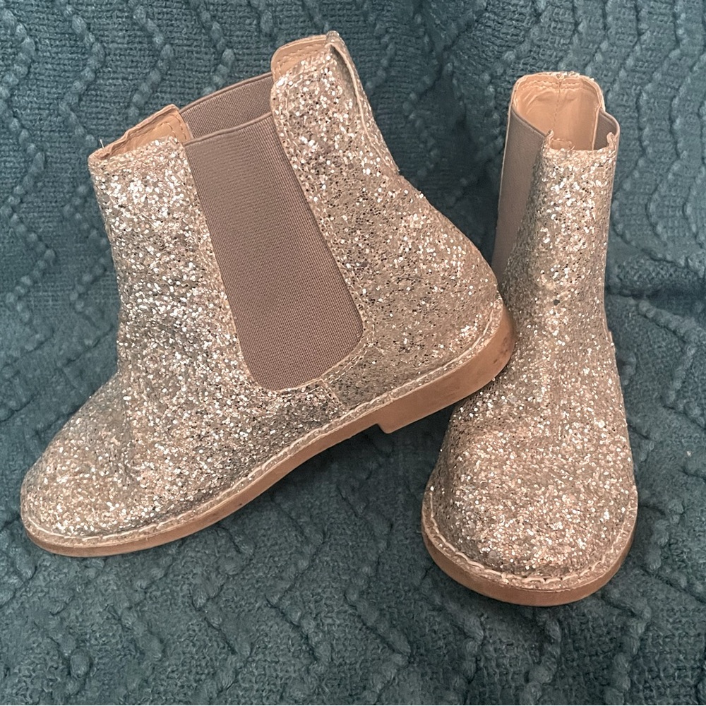 Silver glitter girls boots